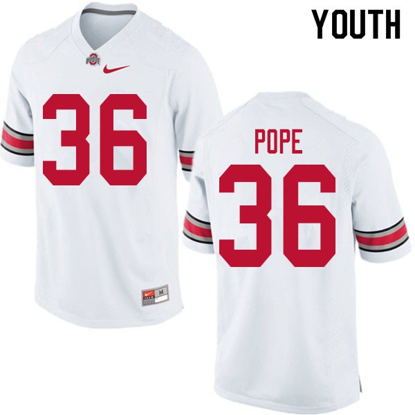 Ohio State Buckeyes #36 K'Vaughan Pope Youth University Jersey White OSU92800